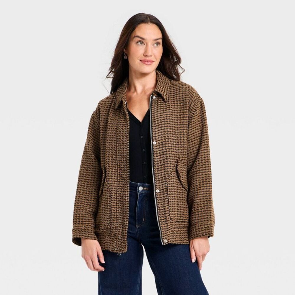 Women's Tweed Fashion Jacket - Universal Thread Brown S